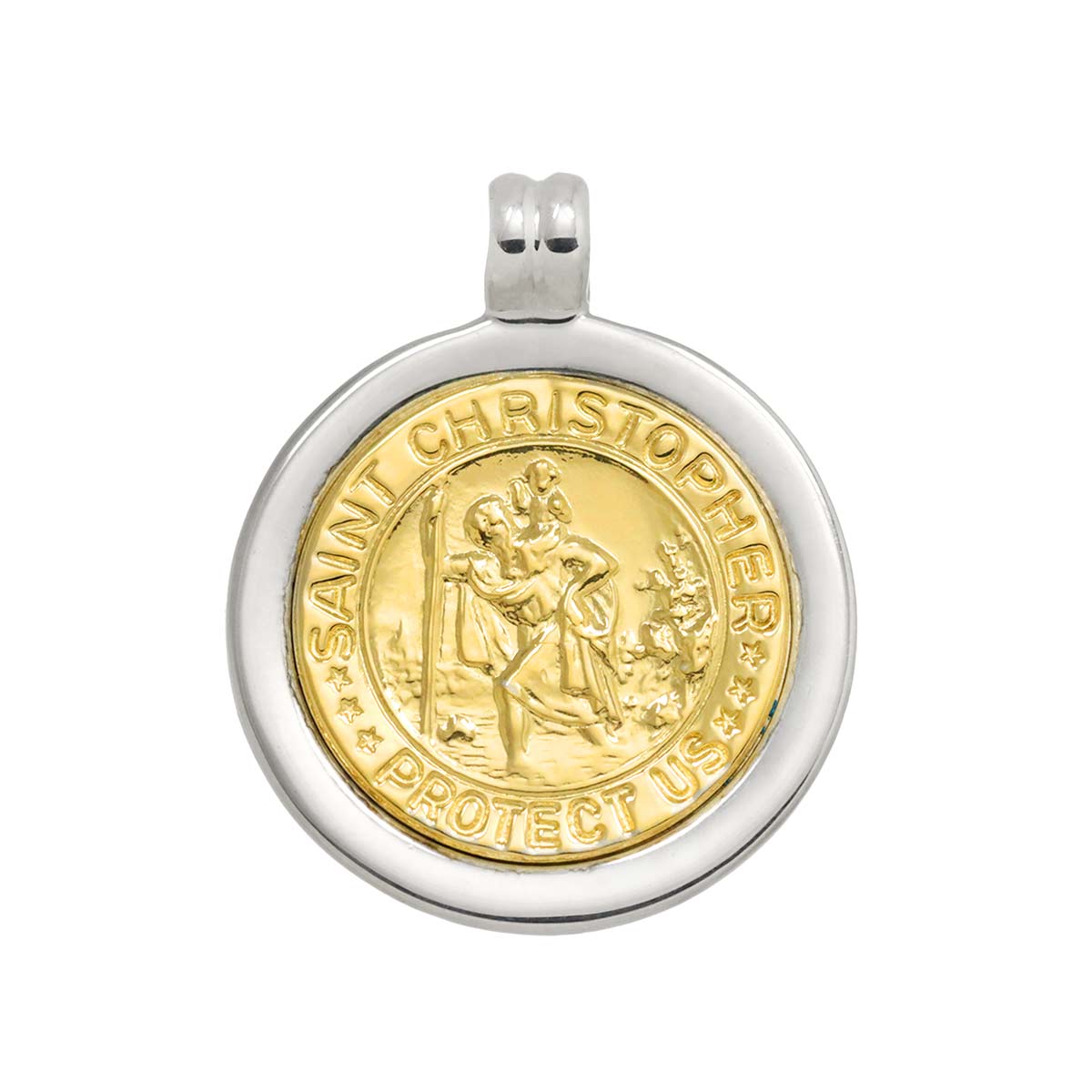 St. Christopher Coin Pendant SV 18K Yellow Gold 750