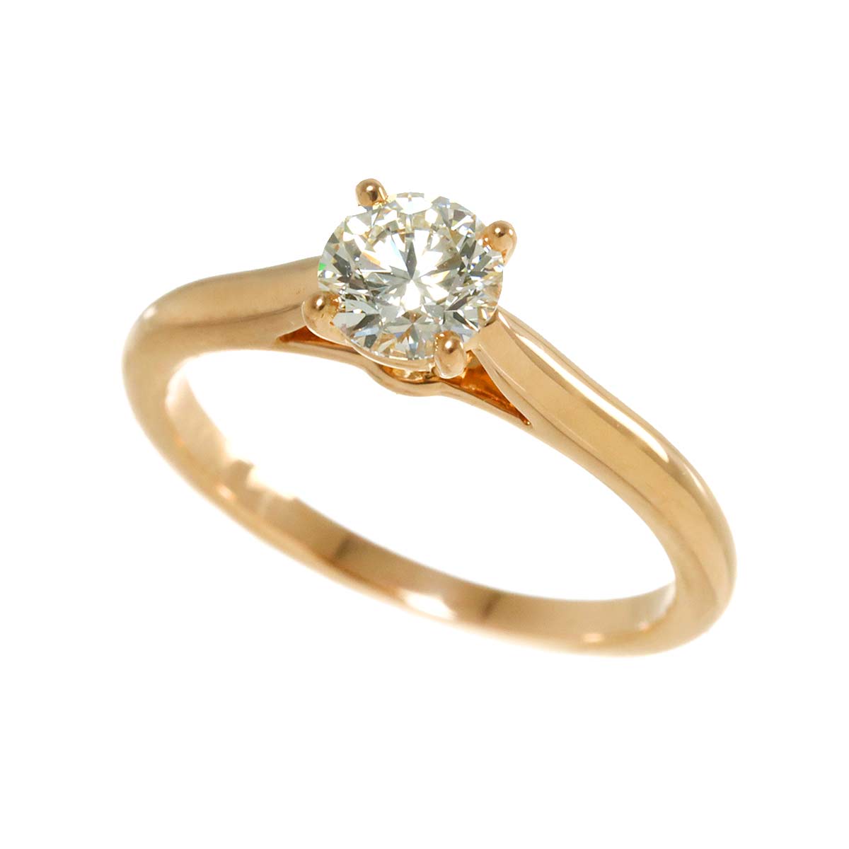 Solitaire Diamond 0.50ct H/VS1/3EX Ring 18K PG size48 4.5(US)