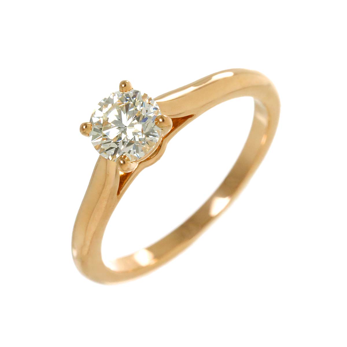 Solitaire Diamond 0.50ct H/VS1/3EX Ring 18K PG size48 4.5(US)