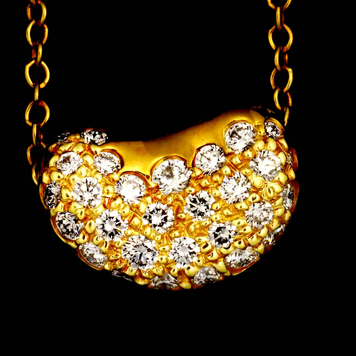 Bean Diamond Necklace 18K Yellow Gold 750