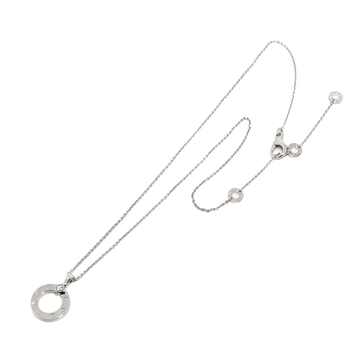 Double Logo Diamond Necklace 18K White Gold 750