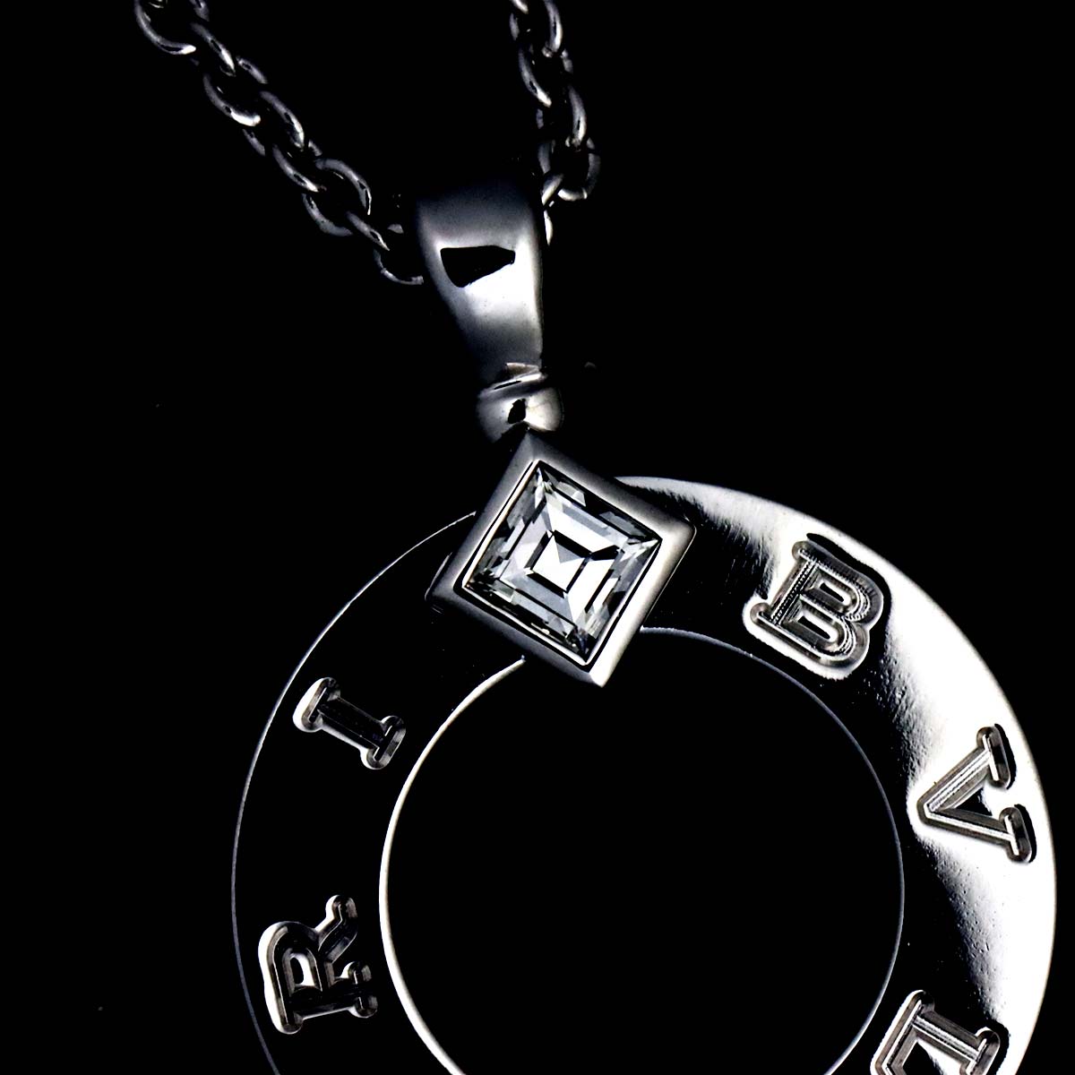 Double Logo Diamond Necklace 18K White Gold 750