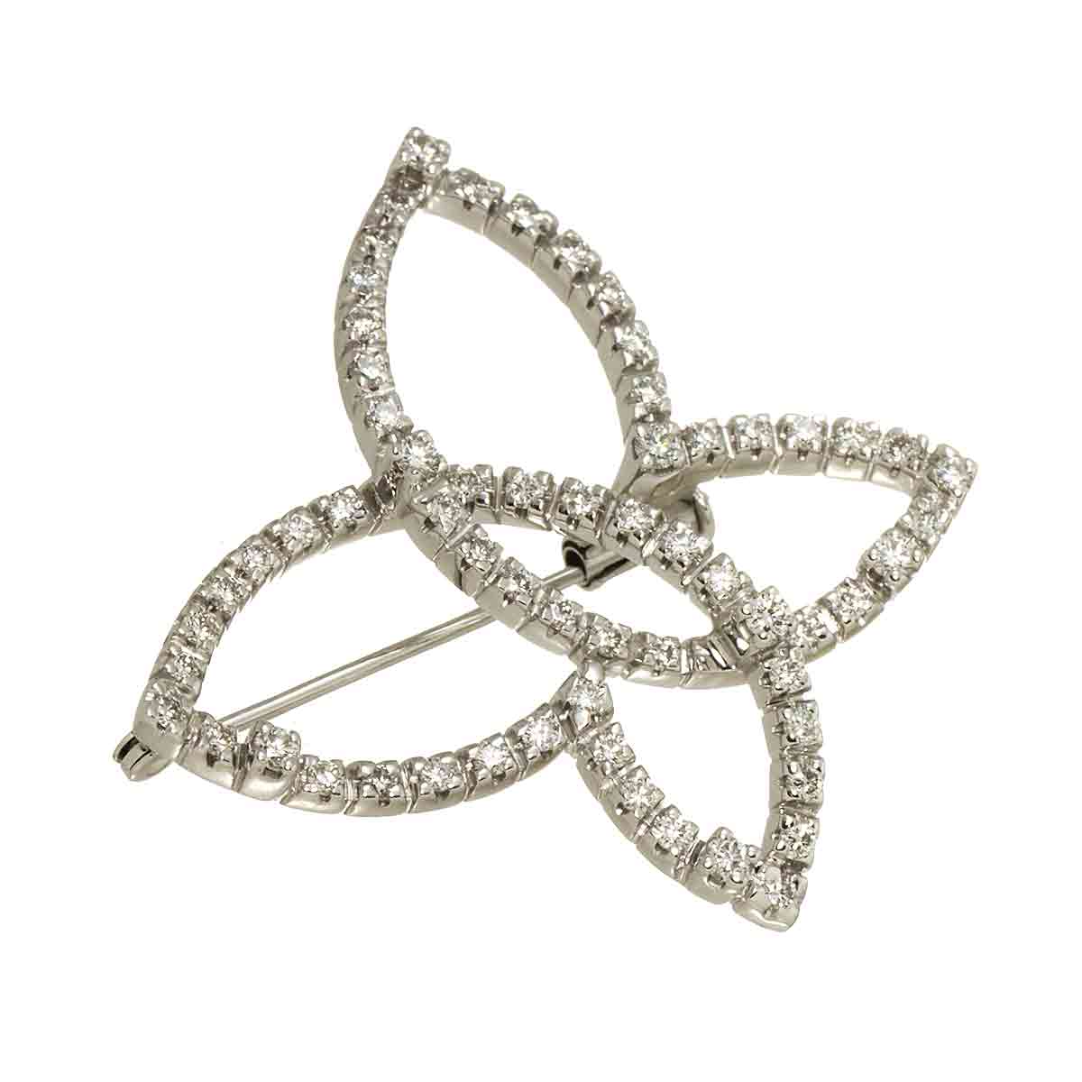 Diamond Brooch 18K White Gold 750