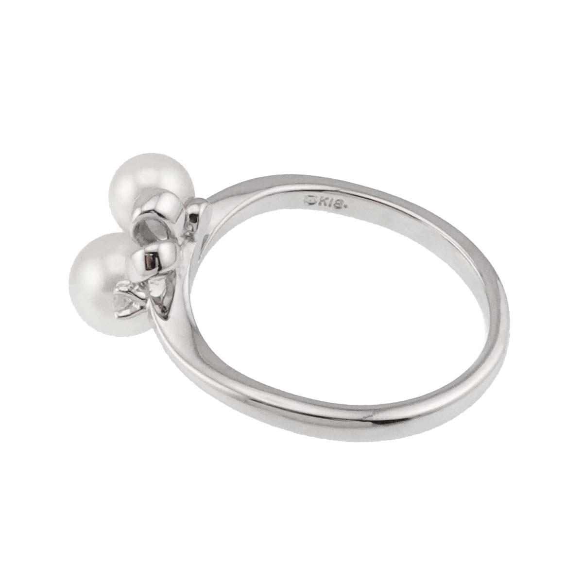 Akoya Pearl 5.7-4.6mm Diamond Ring 18K WG 750 size5-5.25(US)
