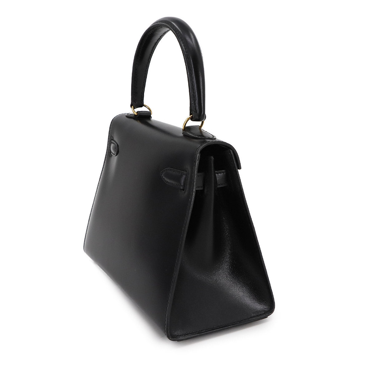 Mini Kelly 20 Hand Shoulder Bag Box Calf Leather Black Purse