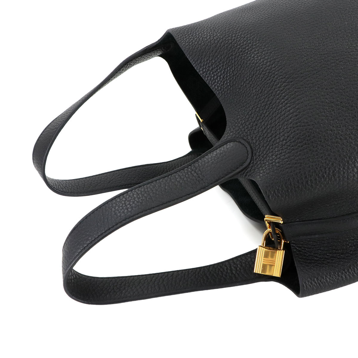 Picotin Lock MM Hand Bag Taurillon Clemence Black Purse