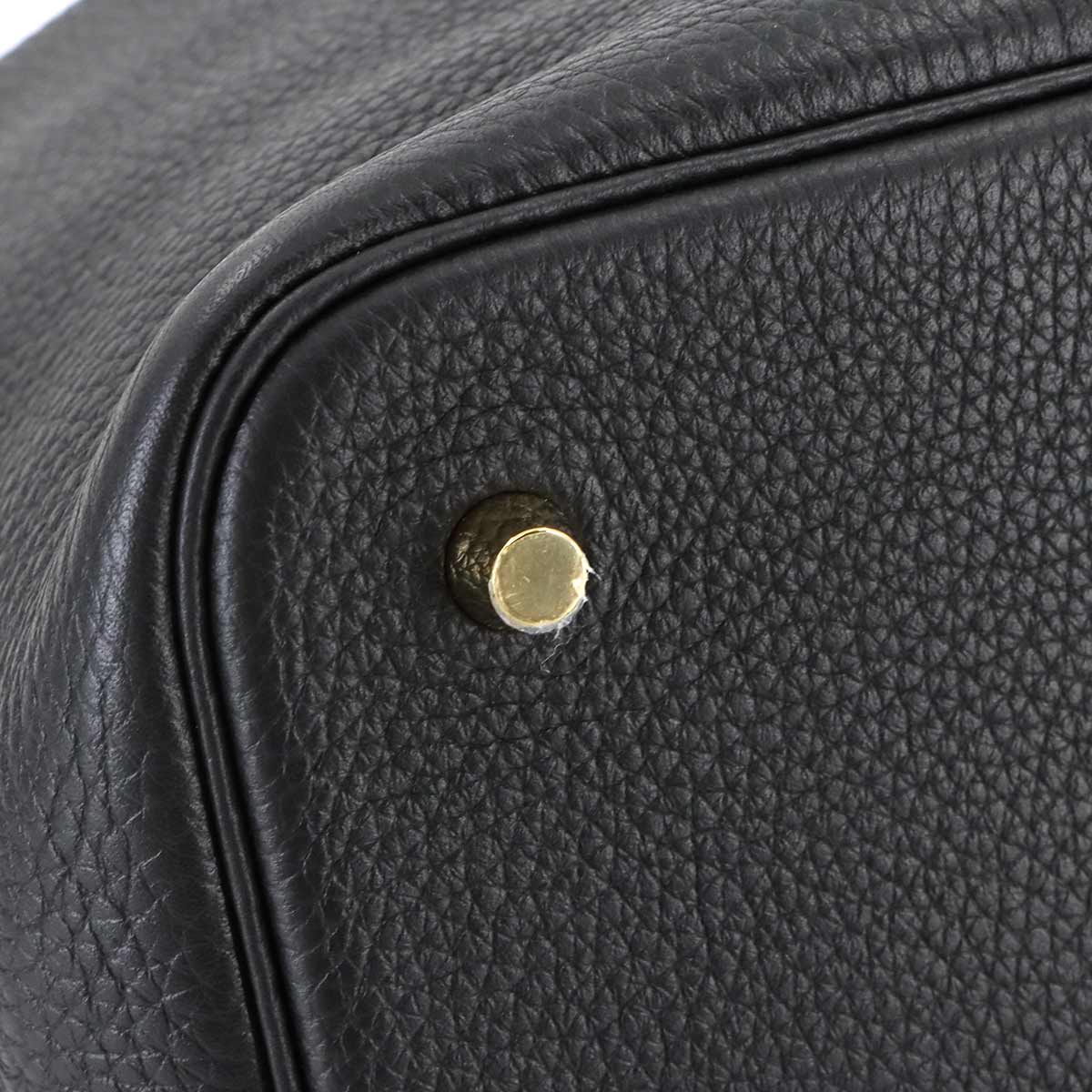 Picotin Lock MM Hand Bag Taurillon Clemence Black Purse