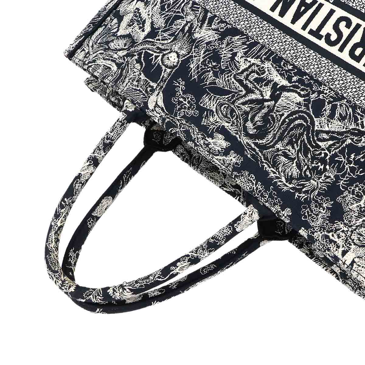 Reverse Toile De Jouy Book Tote Large Bag Canvas Navy