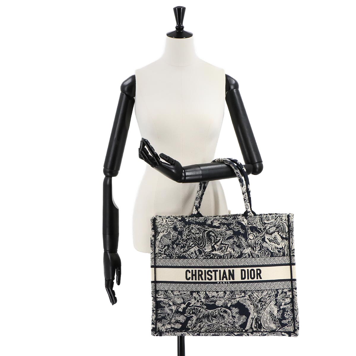 Reverse Toile De Jouy Book Tote Large Bag Canvas Navy