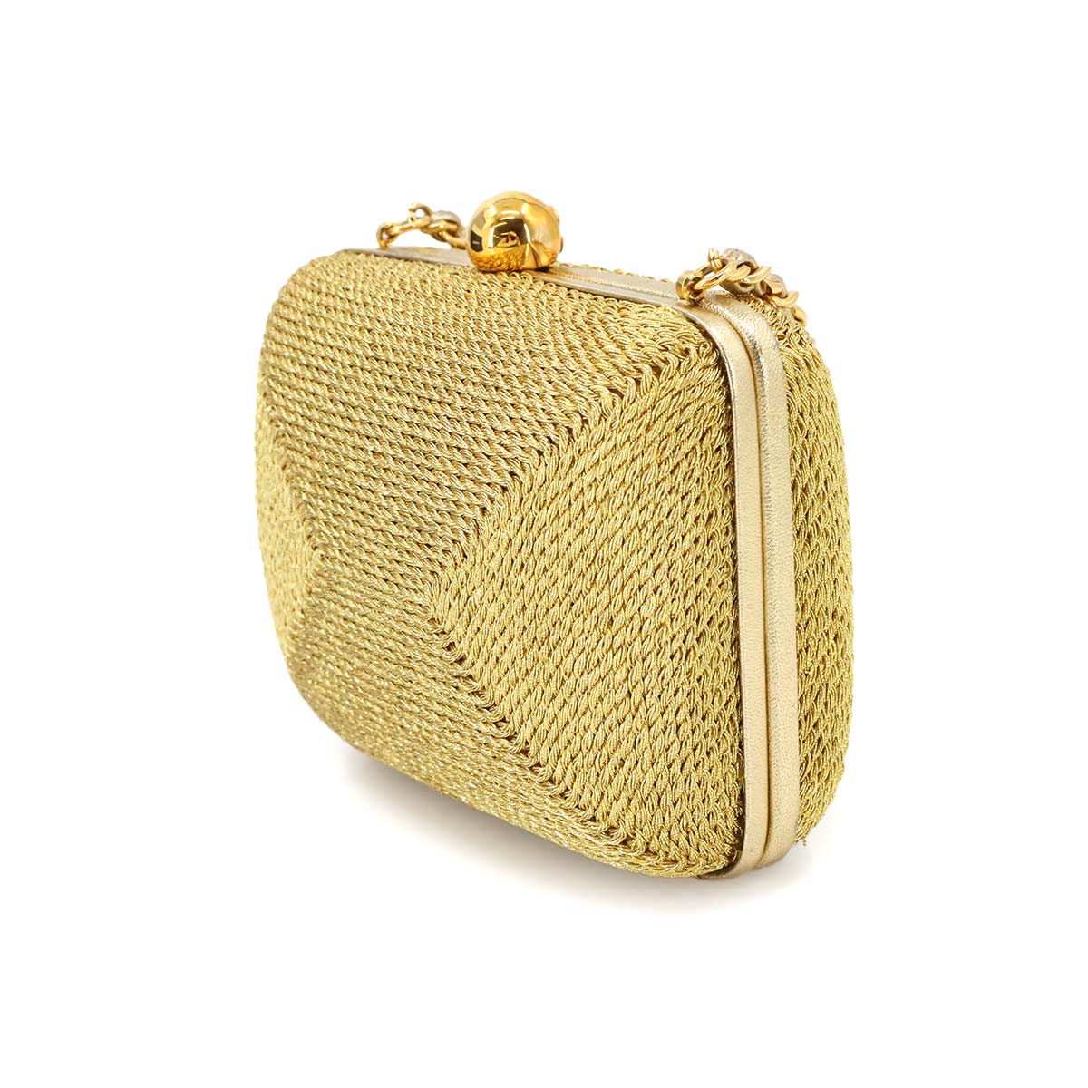 Chain Shoulder Bag Canvs Leather Gold Purse