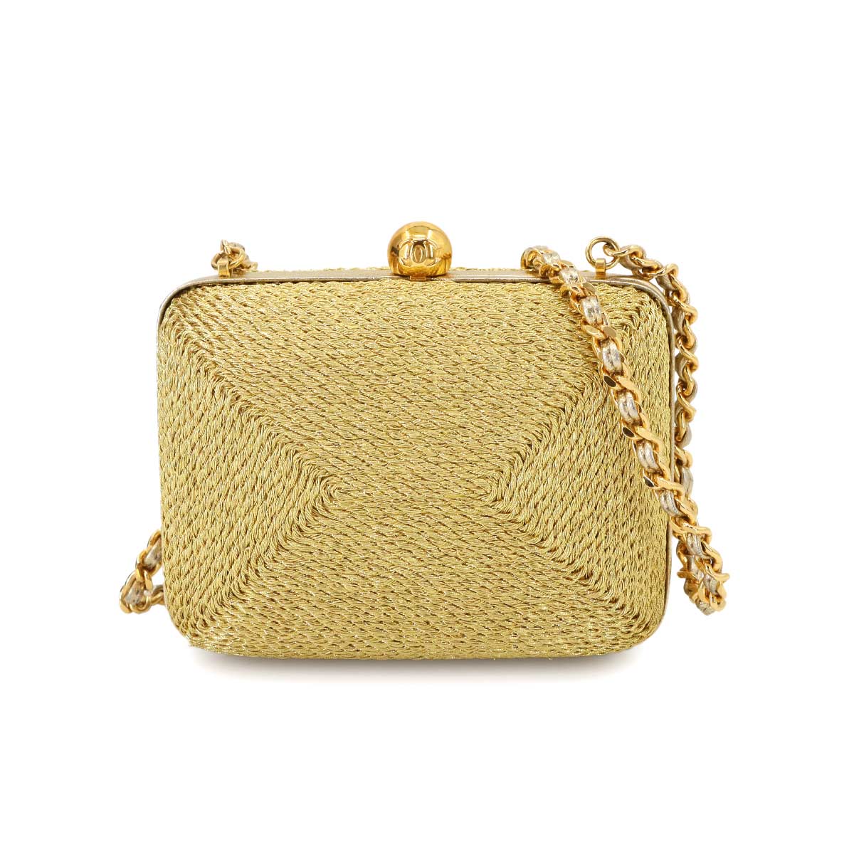 Chain Shoulder Bag Canvs Leather Gold Purse