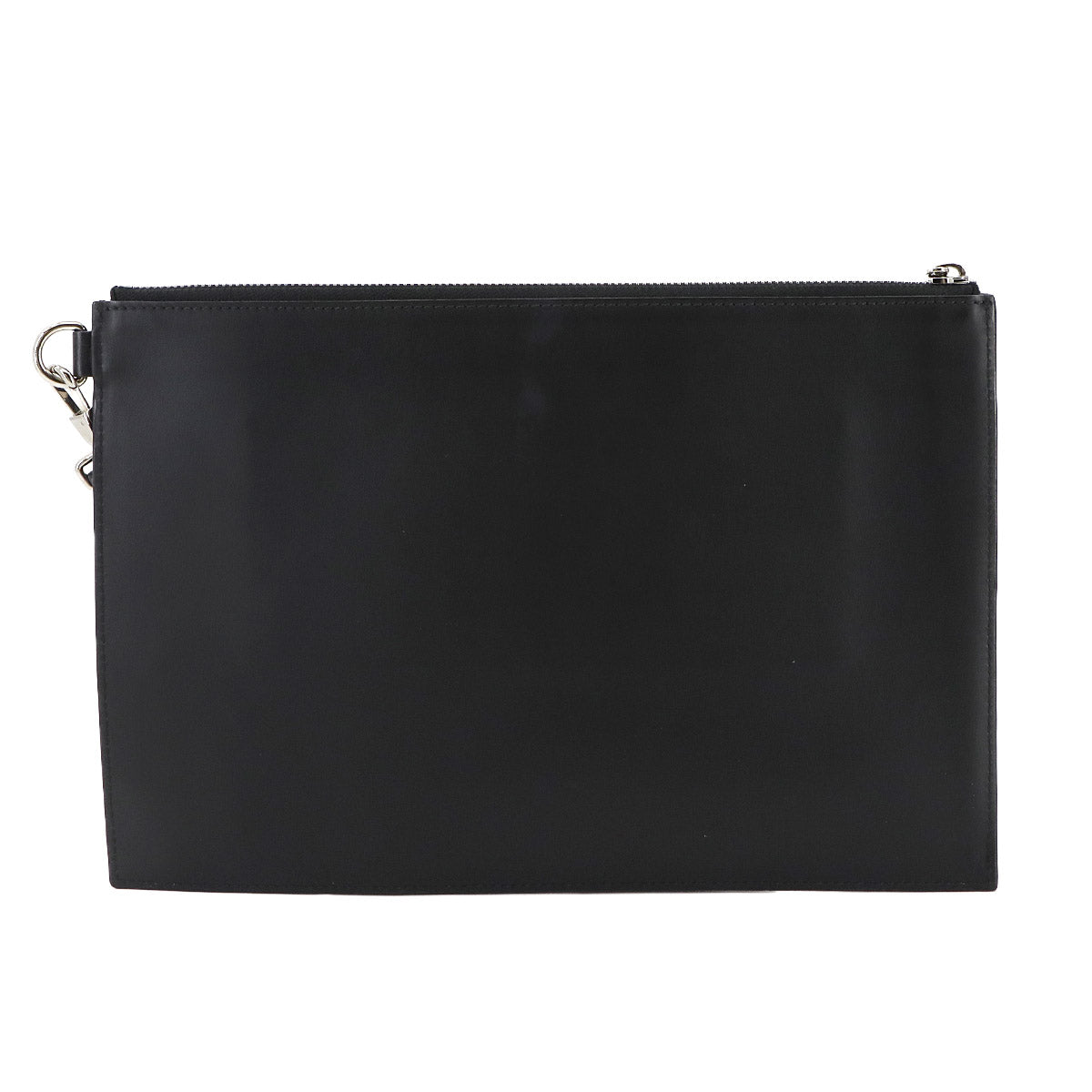 Logos Printed Clutch Bag Leather Black White 8009214