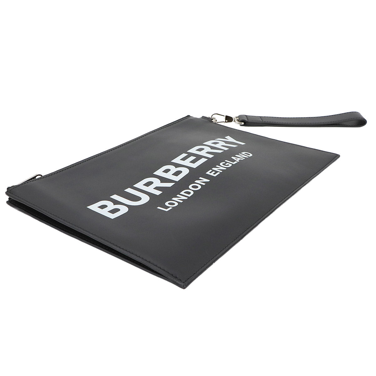 Logos Printed Clutch Bag Leather Black White 8009214