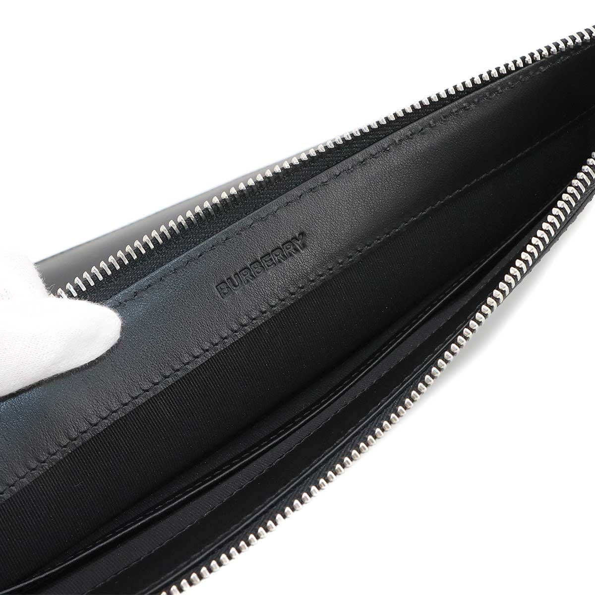 Logos Printed Clutch Bag Leather Black White 8009214