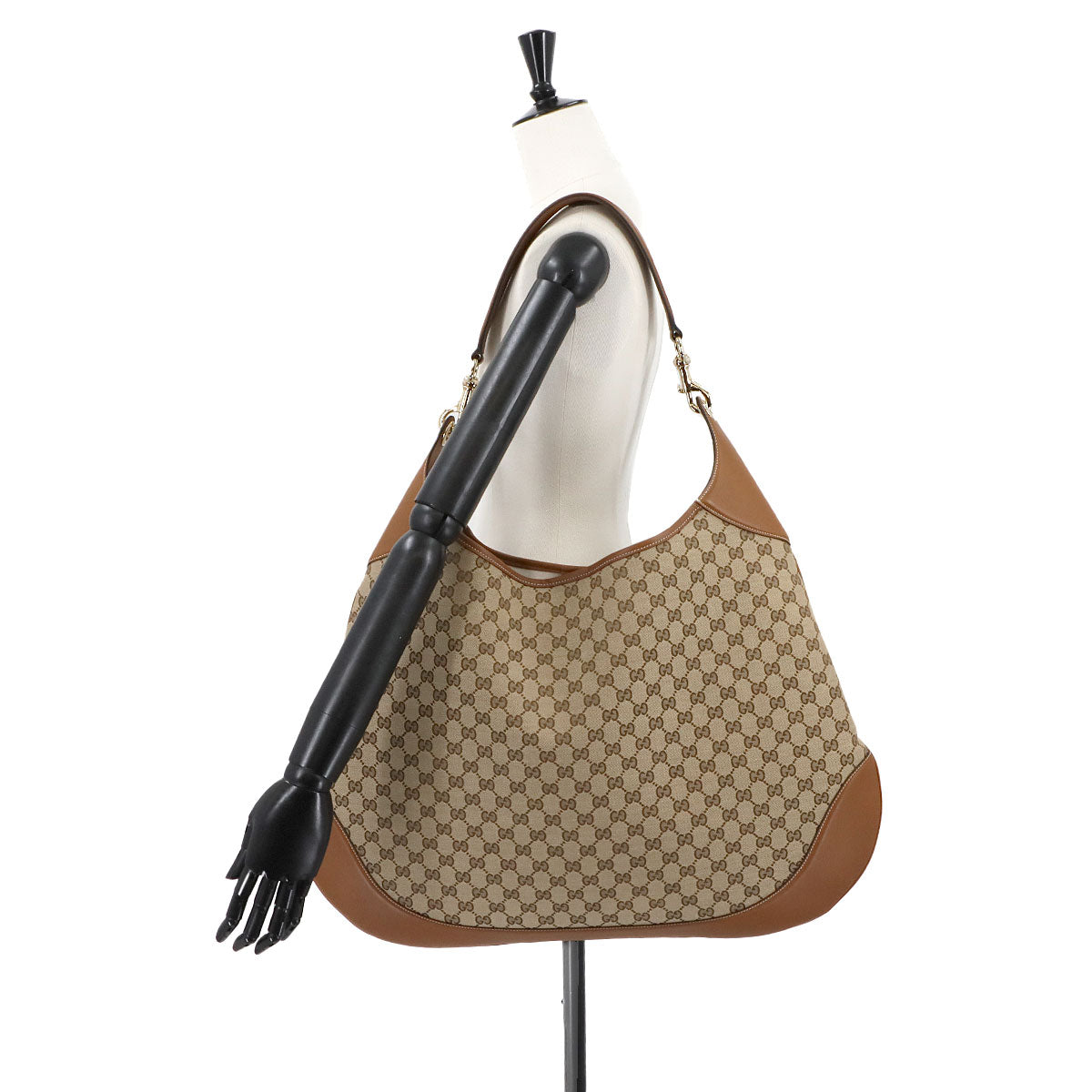 GG Canvas Shoulder Bag Leather Beige Brown 815923 Purse