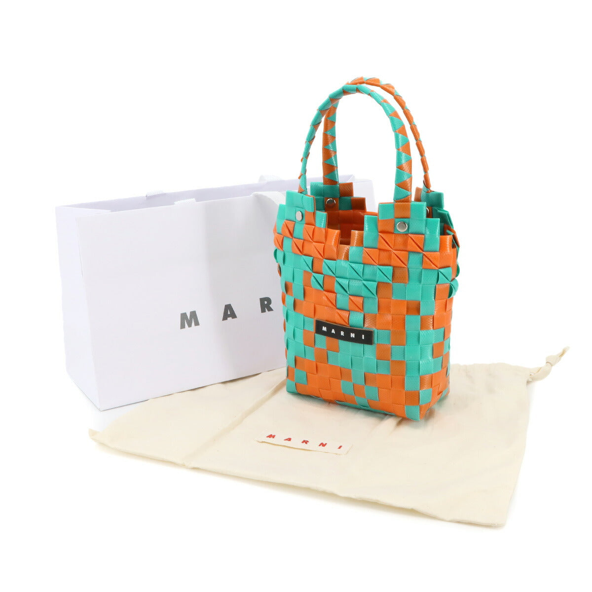 Kids Basket Hand Bag Polypropylene Green Orange