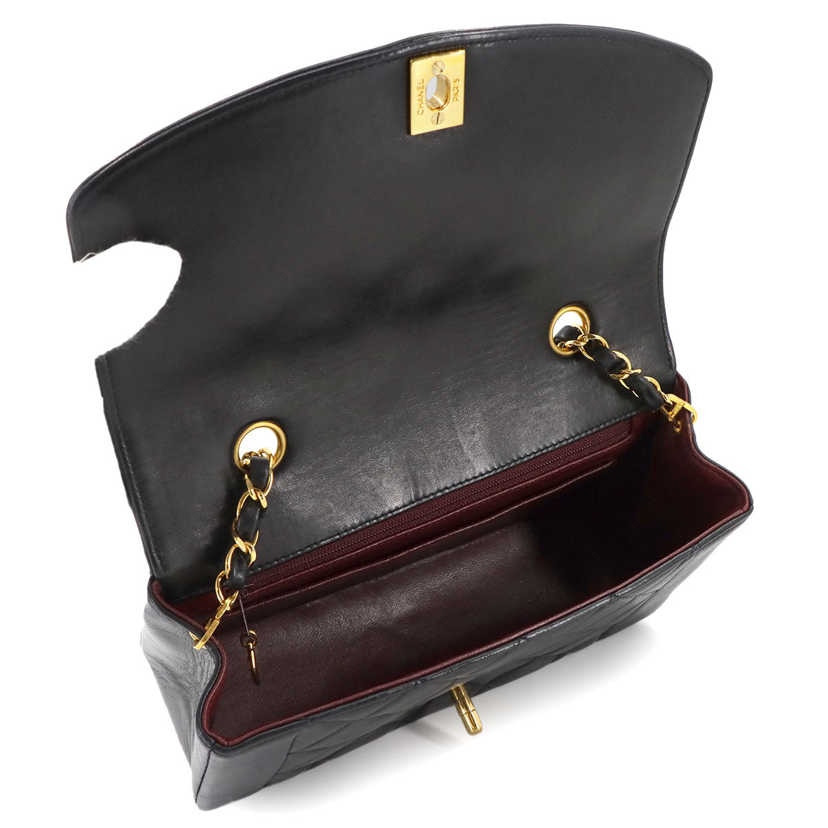 Diana Matelasse 22 Chain Shoulder Bag Leather A01164 Vintage