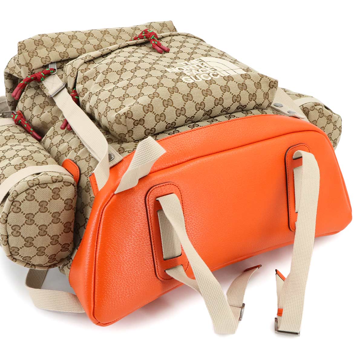 THE NORTH FACE Backpack GG Canvas Leather Beige Orange 650294