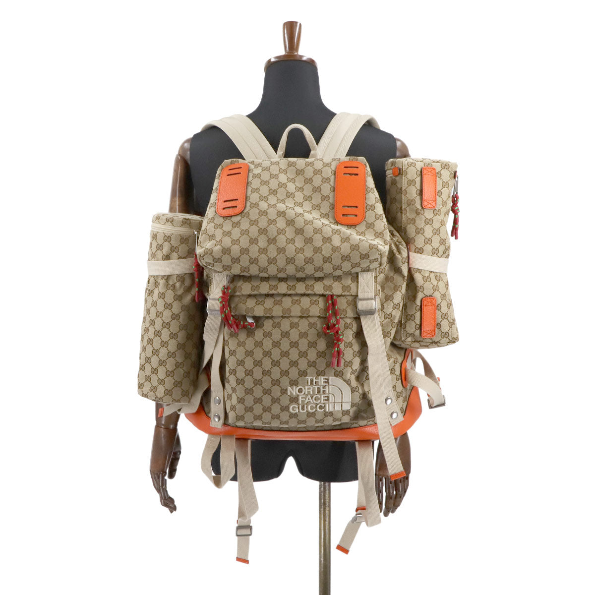 THE NORTH FACE Backpack GG Canvas Leather Beige Orange 650294