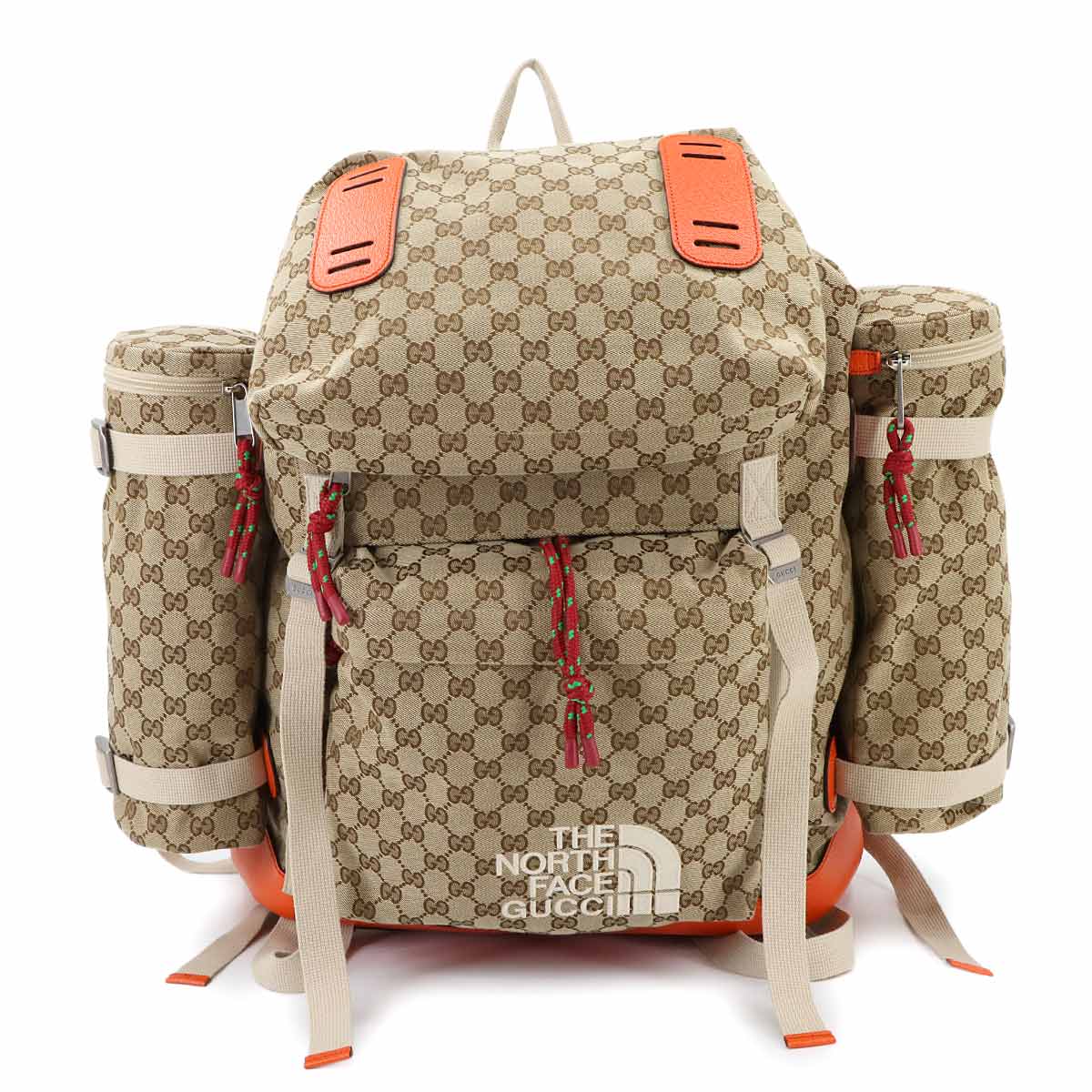 THE NORTH FACE Backpack GG Canvas Leather Beige Orange 650294