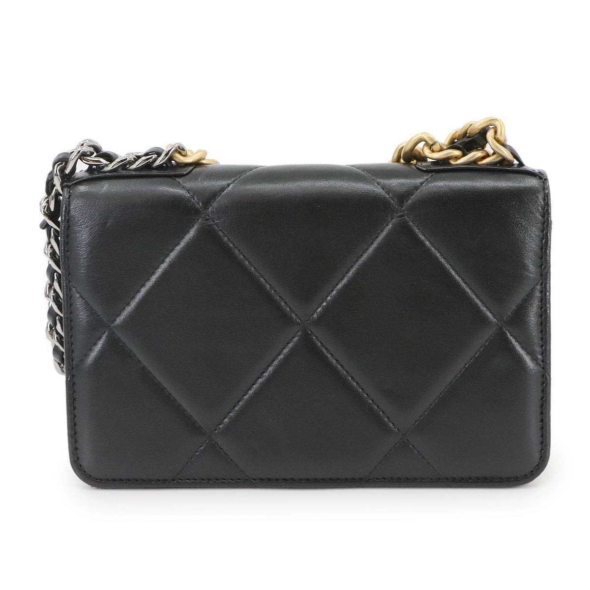 CHANEL 19 Chain Wallet Leather Black AP0957 Purse