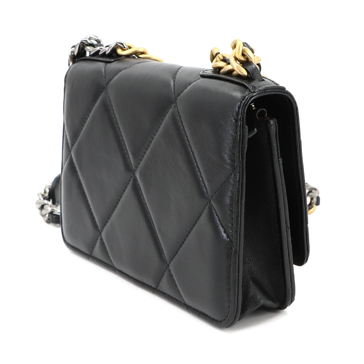 CHANEL 19 Chain Wallet Leather Black AP0957 Purse