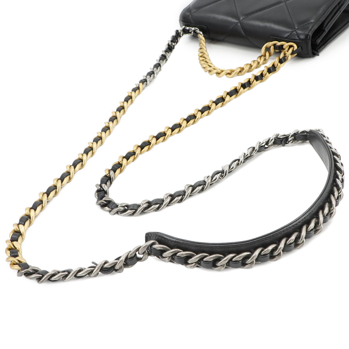 CHANEL 19 Chain Wallet Leather Black AP0957 Purse