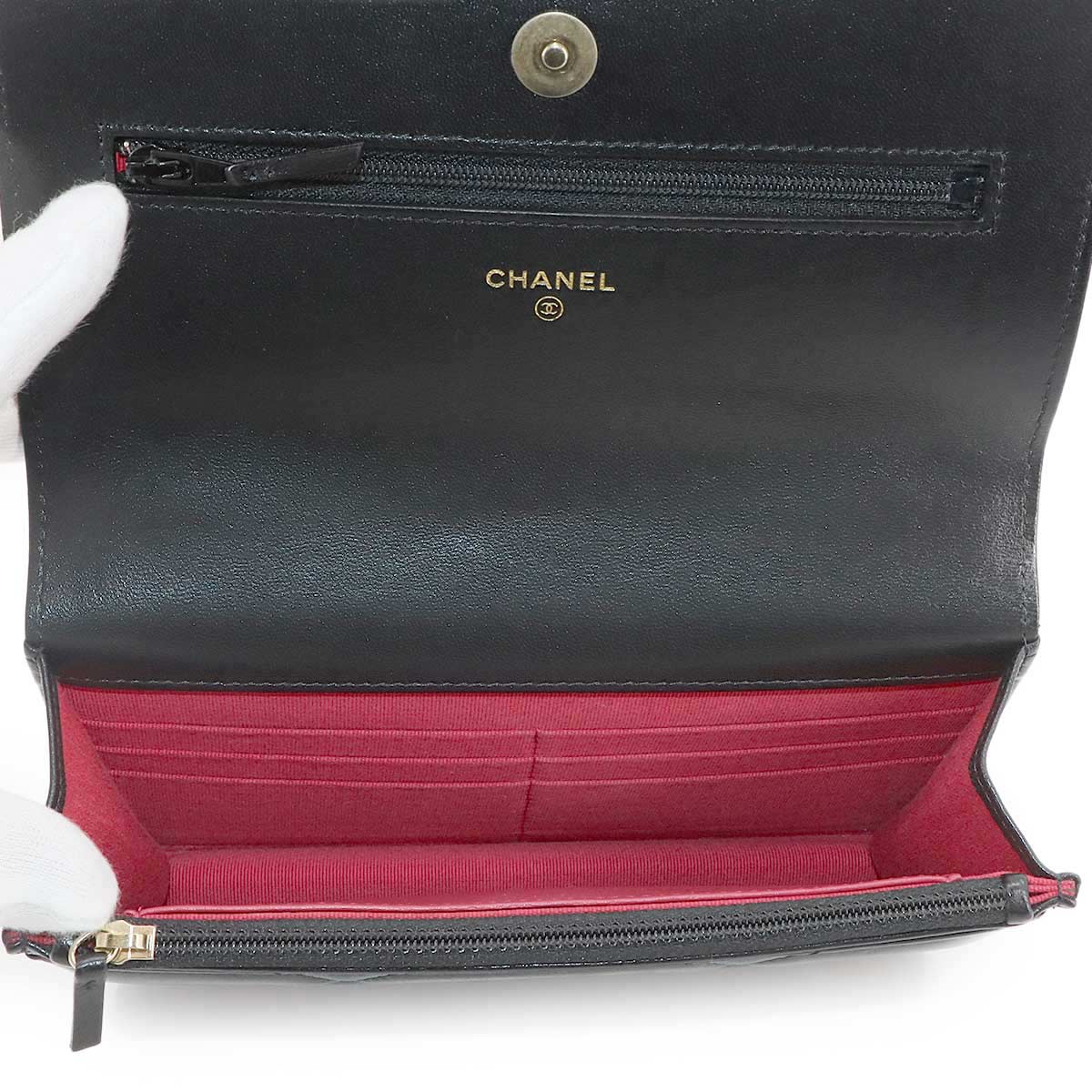 CHANEL 19 Chain Wallet Leather Black AP0957 Purse