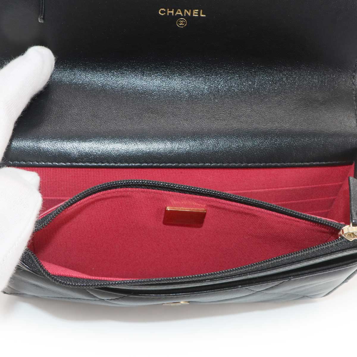 CHANEL 19 Chain Wallet Leather Black AP0957 Purse