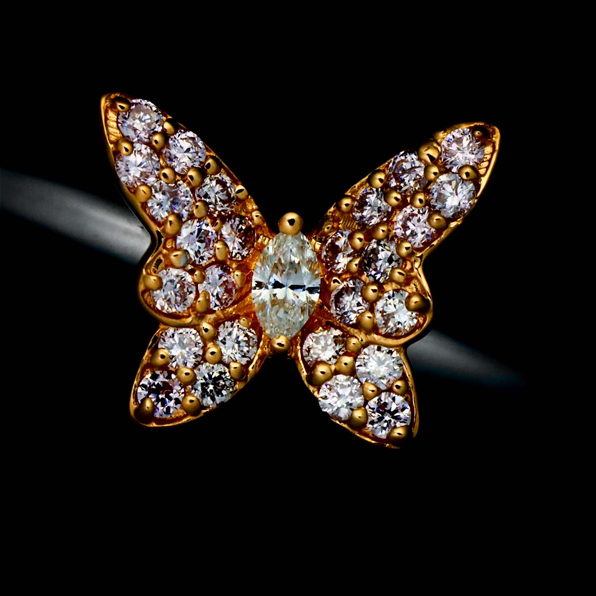 Diamond 0.15ct Ring 18K K18 WG PG White Pink Gold size9(US)