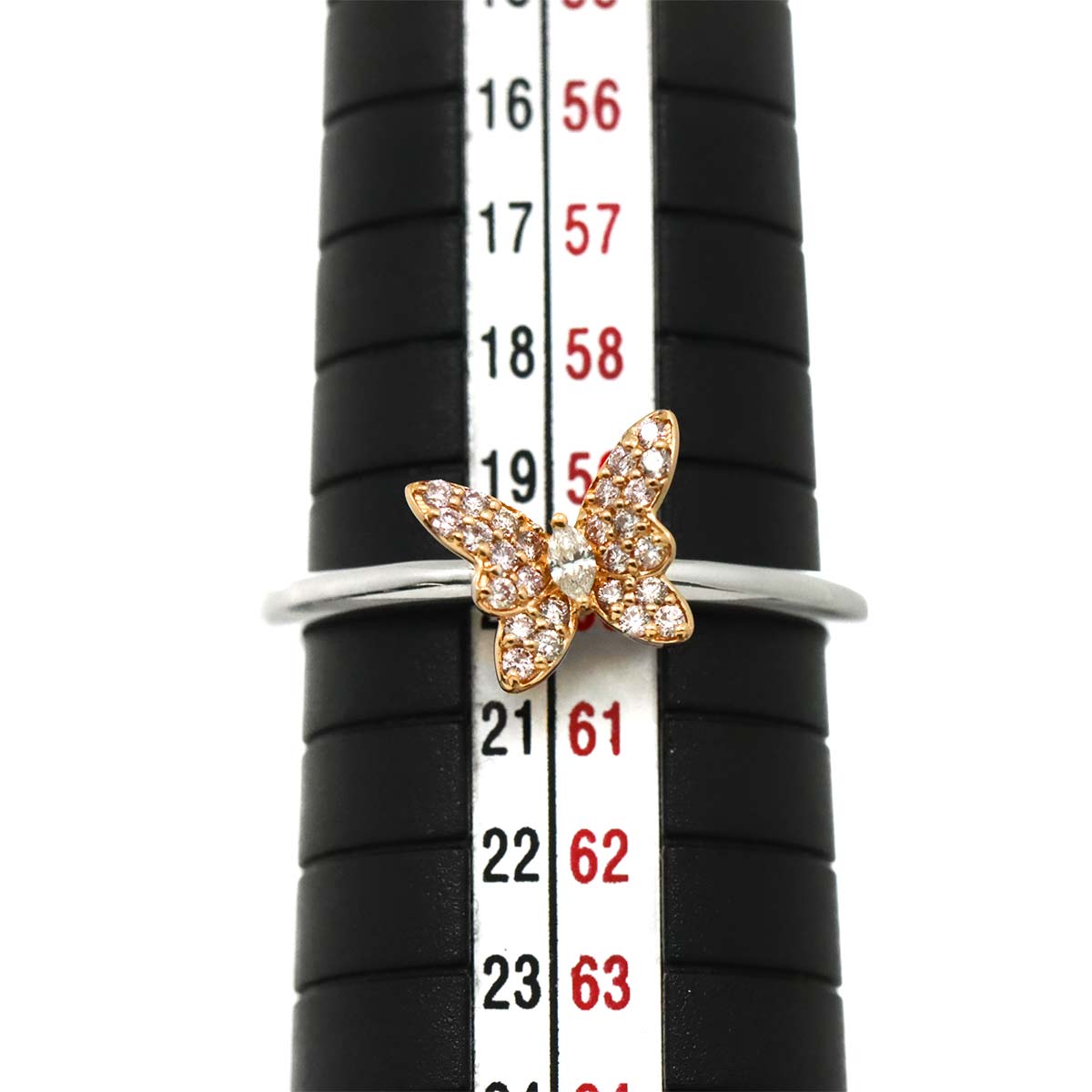 Diamond 0.15ct Ring 18K K18 WG PG White Pink Gold size9(US)