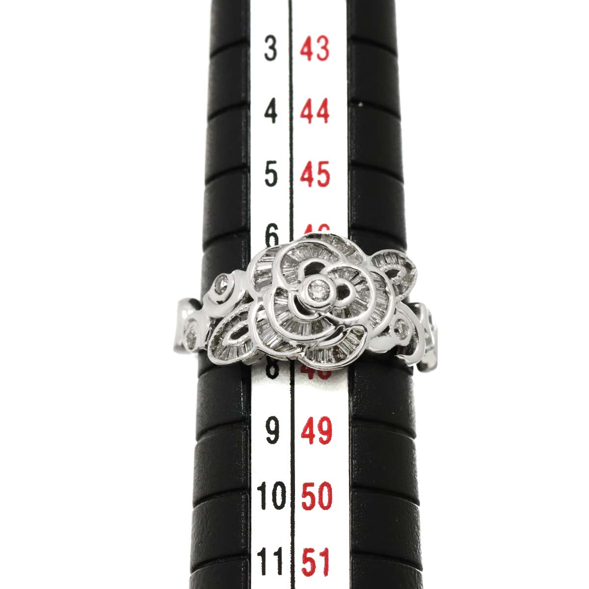 Diamond 0.26ct Ring 18K K18 WG White Gold size4(US)