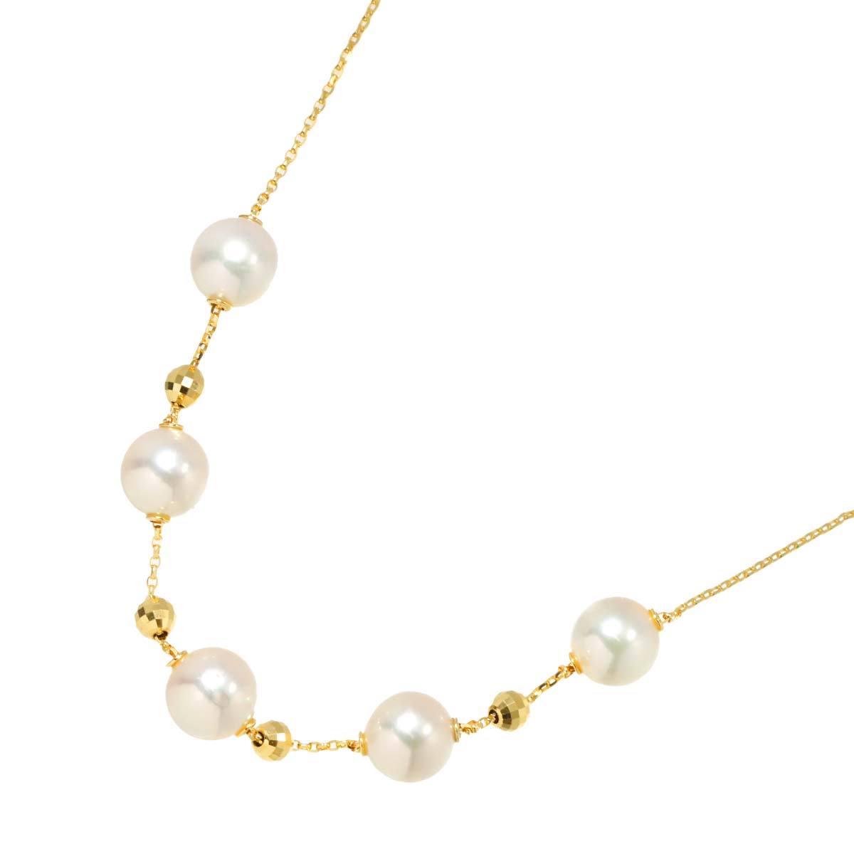 Akoya Pearl 8.1-8.4mm Necklace 18K K18 YG Yellow Gold 750