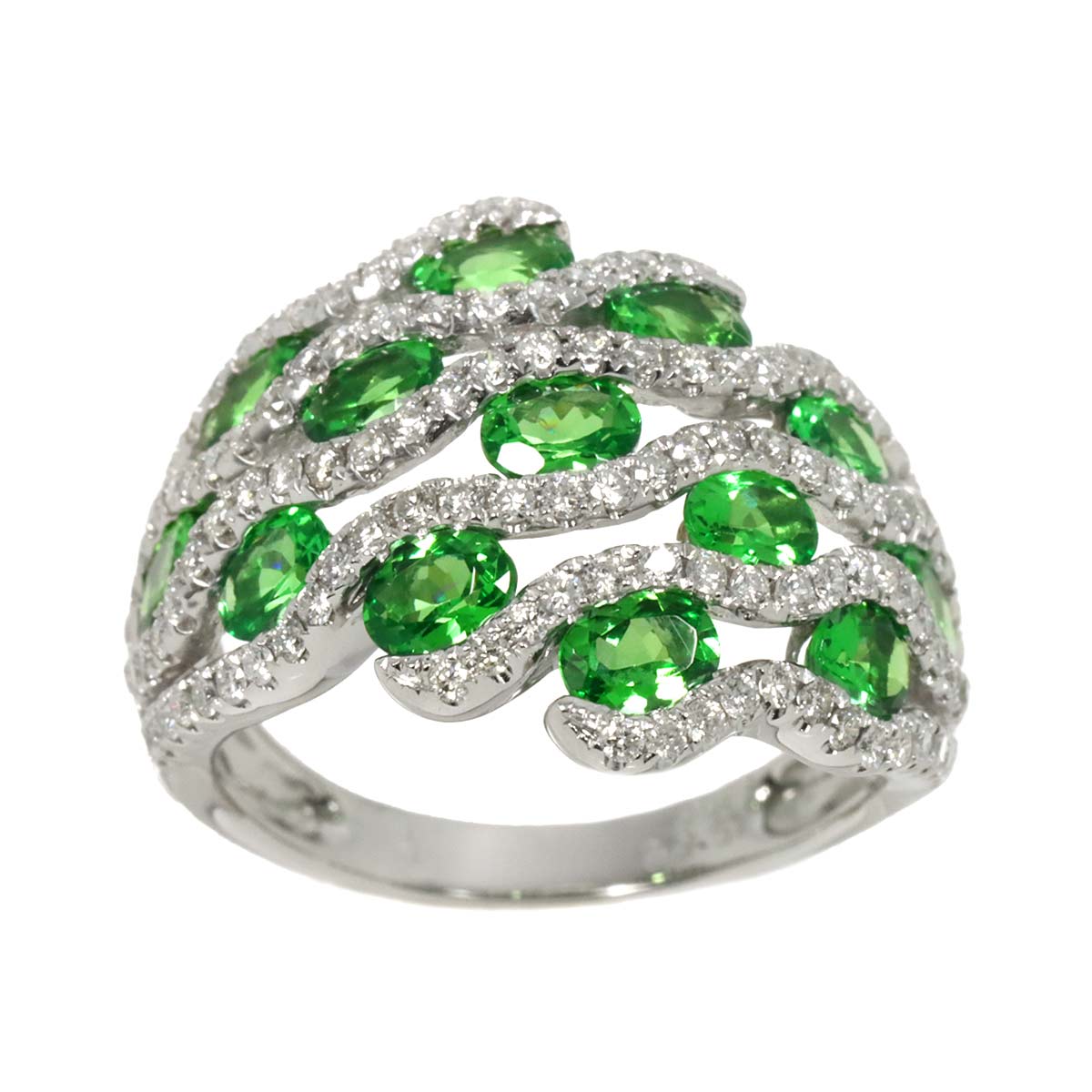 Garnet 2.57ct Diamond 0.81ct Ring 18K K18 WG White Gold size6-6.25(US)