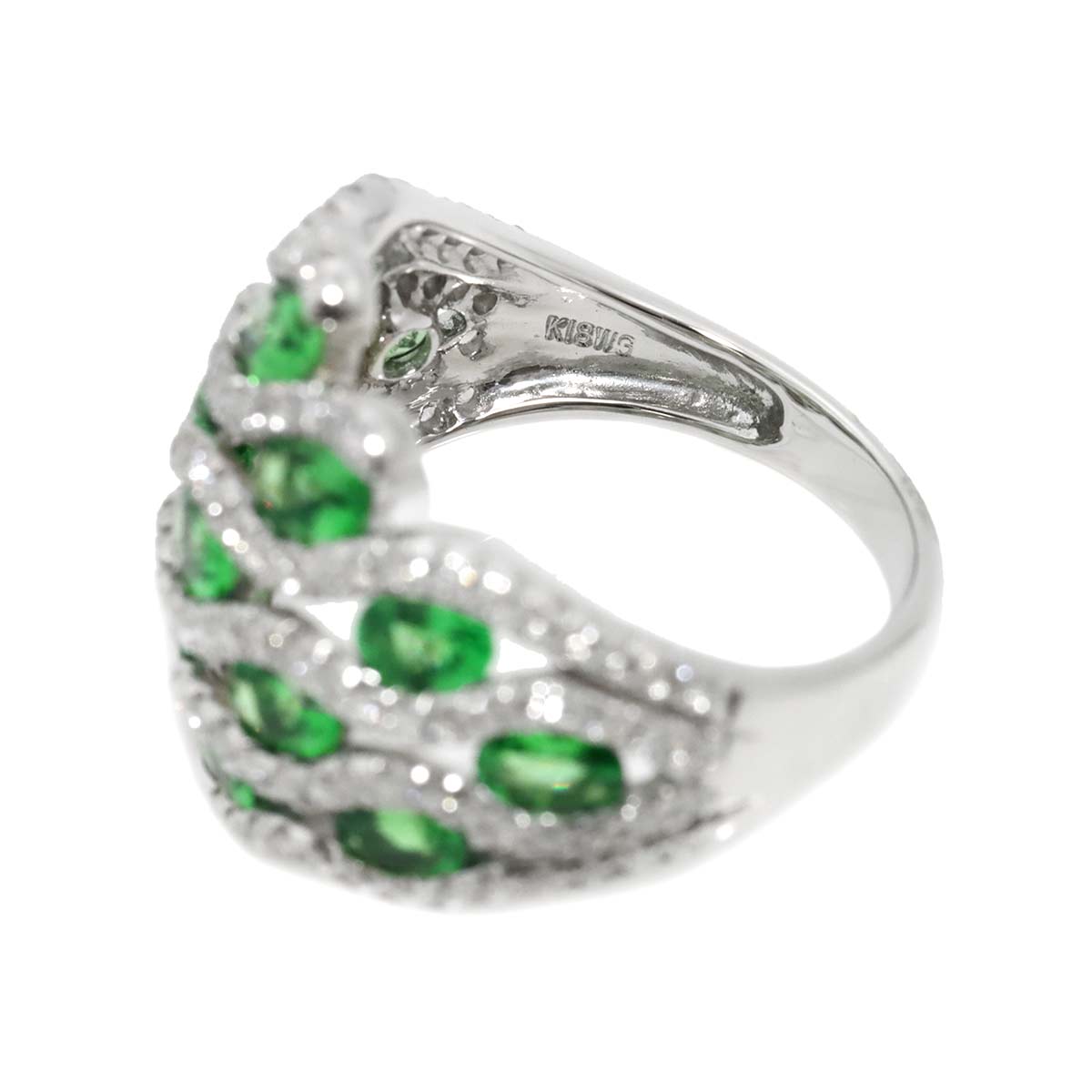 Garnet 2.57ct Diamond 0.81ct Ring 18K K18 WG White Gold size6-6.25(US)