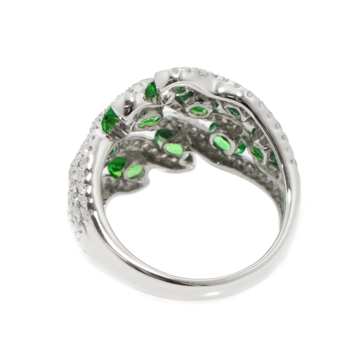 Garnet 2.57ct Diamond 0.81ct Ring 18K K18 WG White Gold size6-6.25(US)