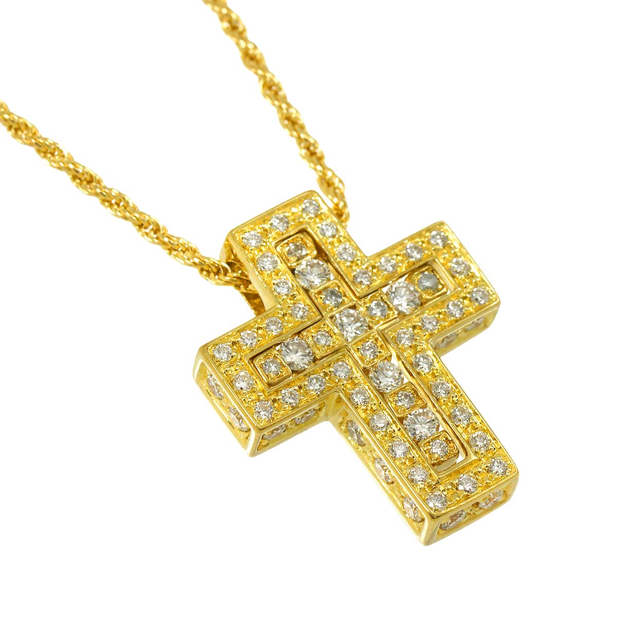 Belle Epoque XS Diamond Cross Necklace 18K YG 750