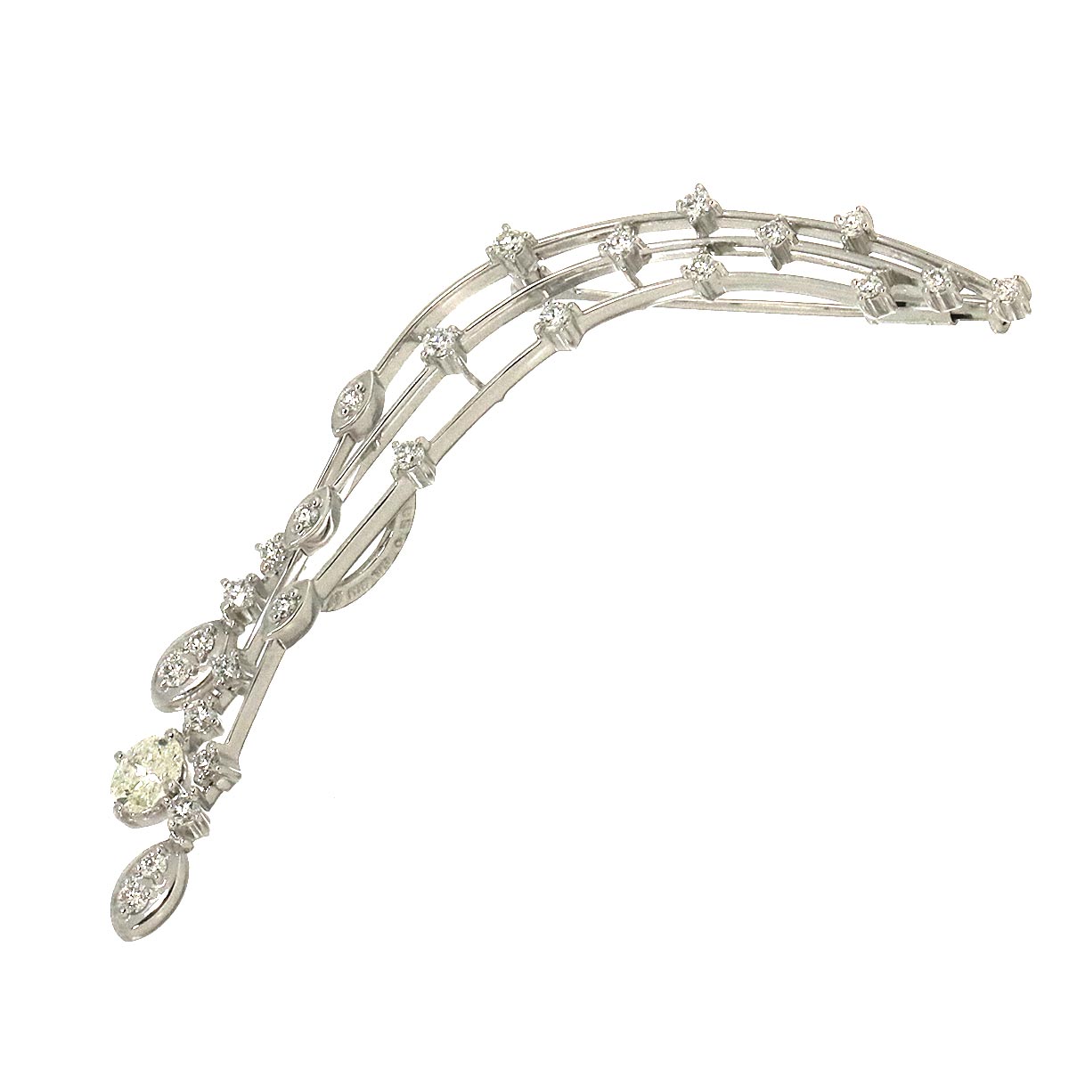 TASAKI Diamond 0.58ct/0.354ct Brooch 18K WG 750