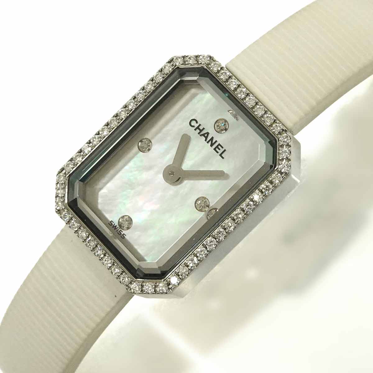 Premiere H2433 Diamond Bezel Rubber White Shell Dial Ladies