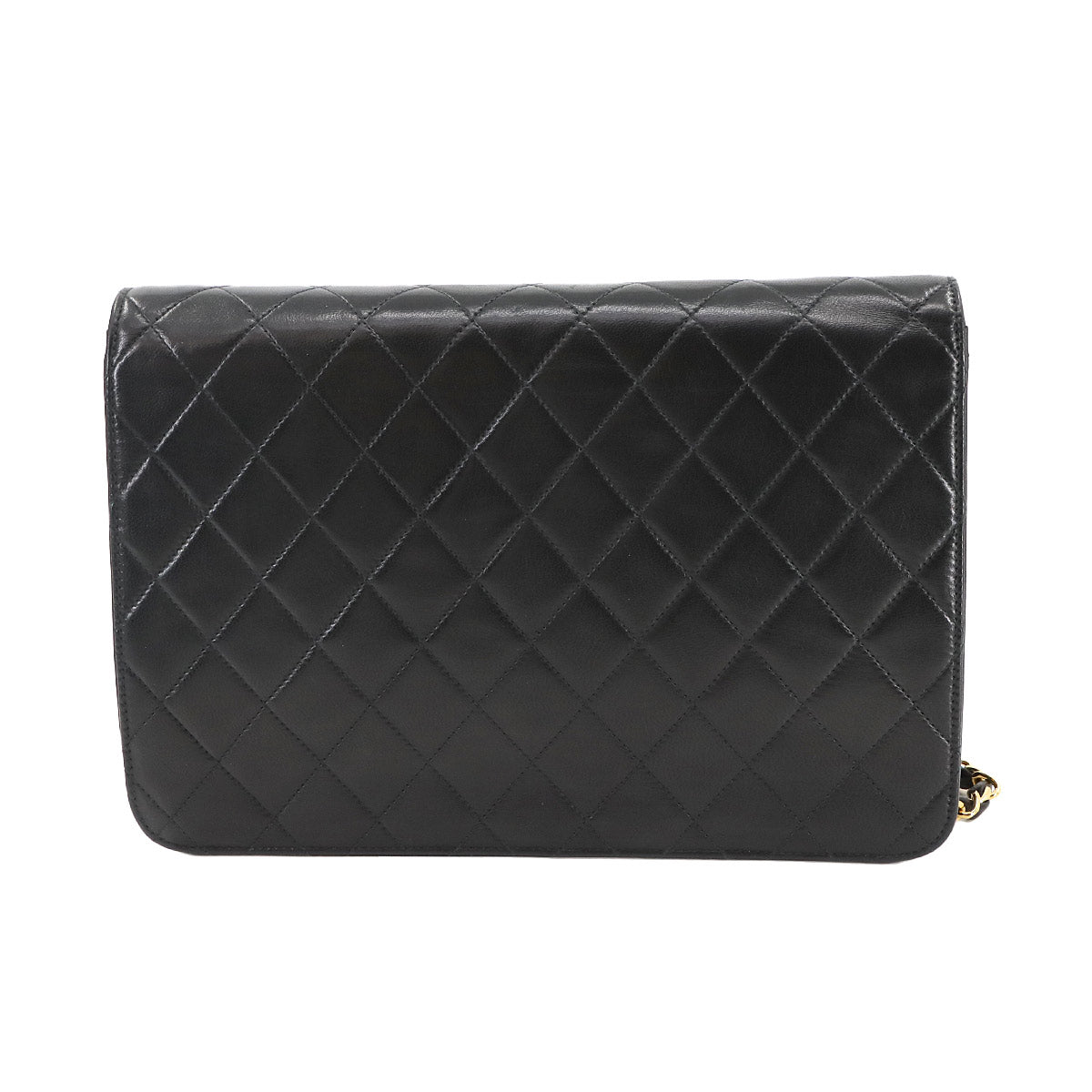 Matelasse Chain Shoulder Bag Leather Black Vintage