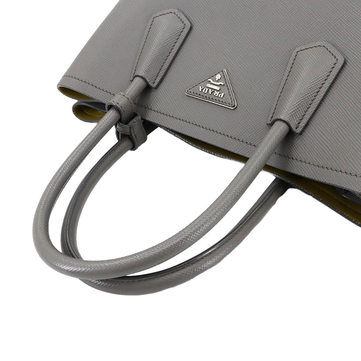 Double Medium Tote Shoulder Bag Saffiano Leather Marmo 1BG775