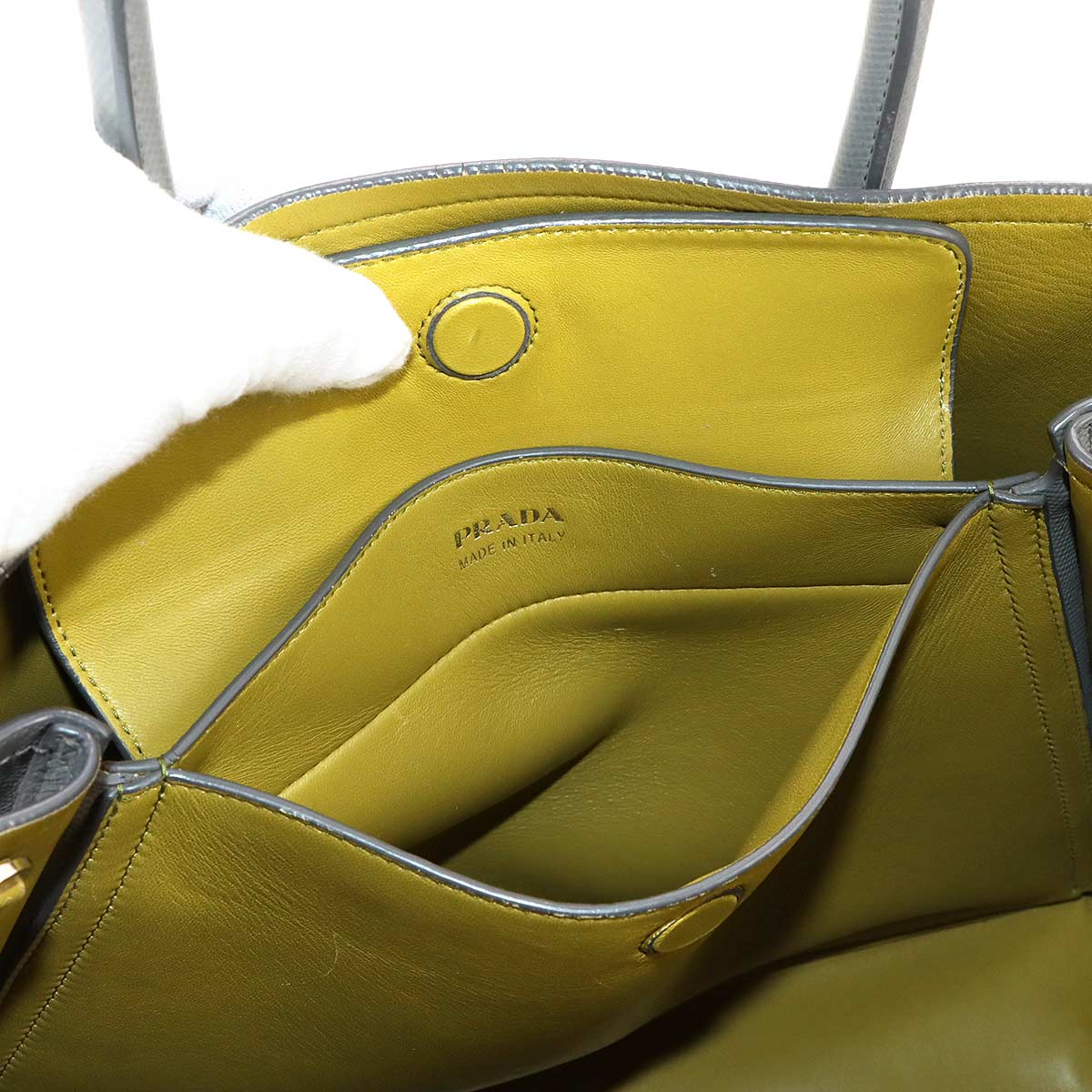 Double Medium Tote Shoulder Bag Saffiano Leather Marmo 1BG775