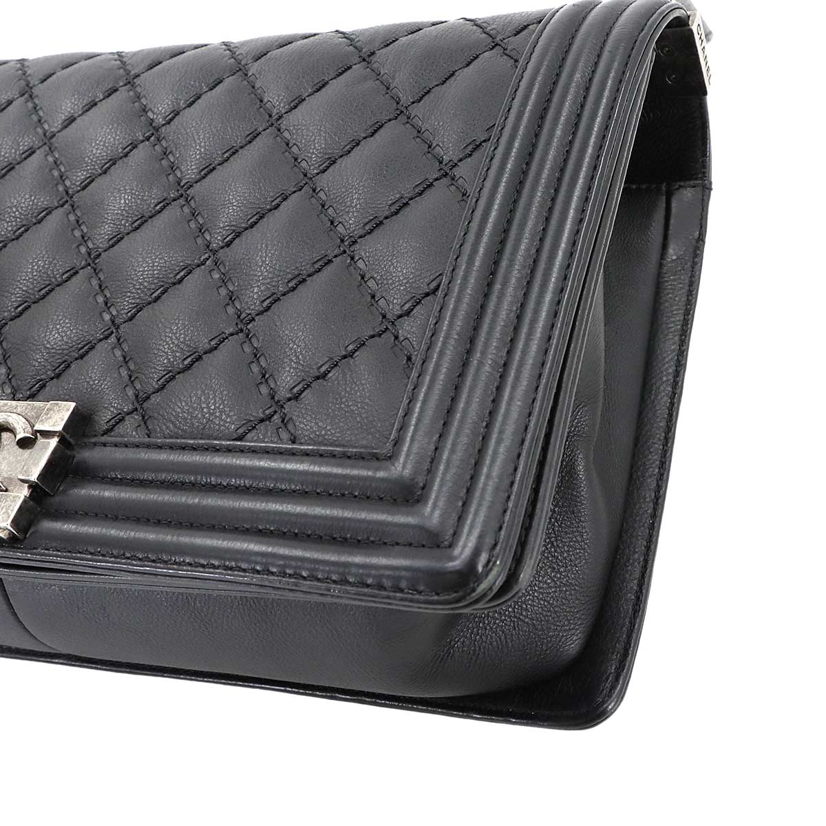 BOY CHANEL Large Chain houlder Bag Leather Black A92193 Purse