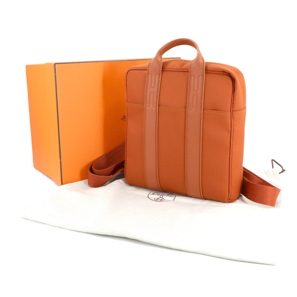 Acapulco Sac Ad Back Pack Toile Chevron Leather Orange