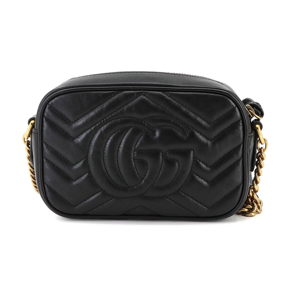 GG Marmont Quilting Mini Chain Shoulder Bag Leather Black 448065
