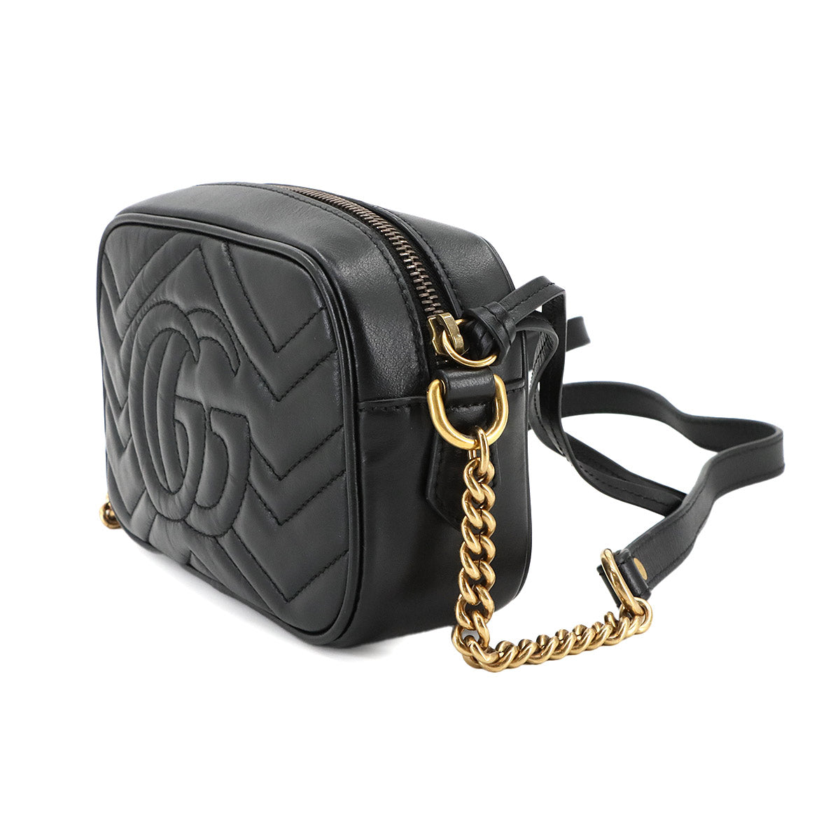 GG Marmont Quilting Mini Chain Shoulder Bag Leather Black 448065