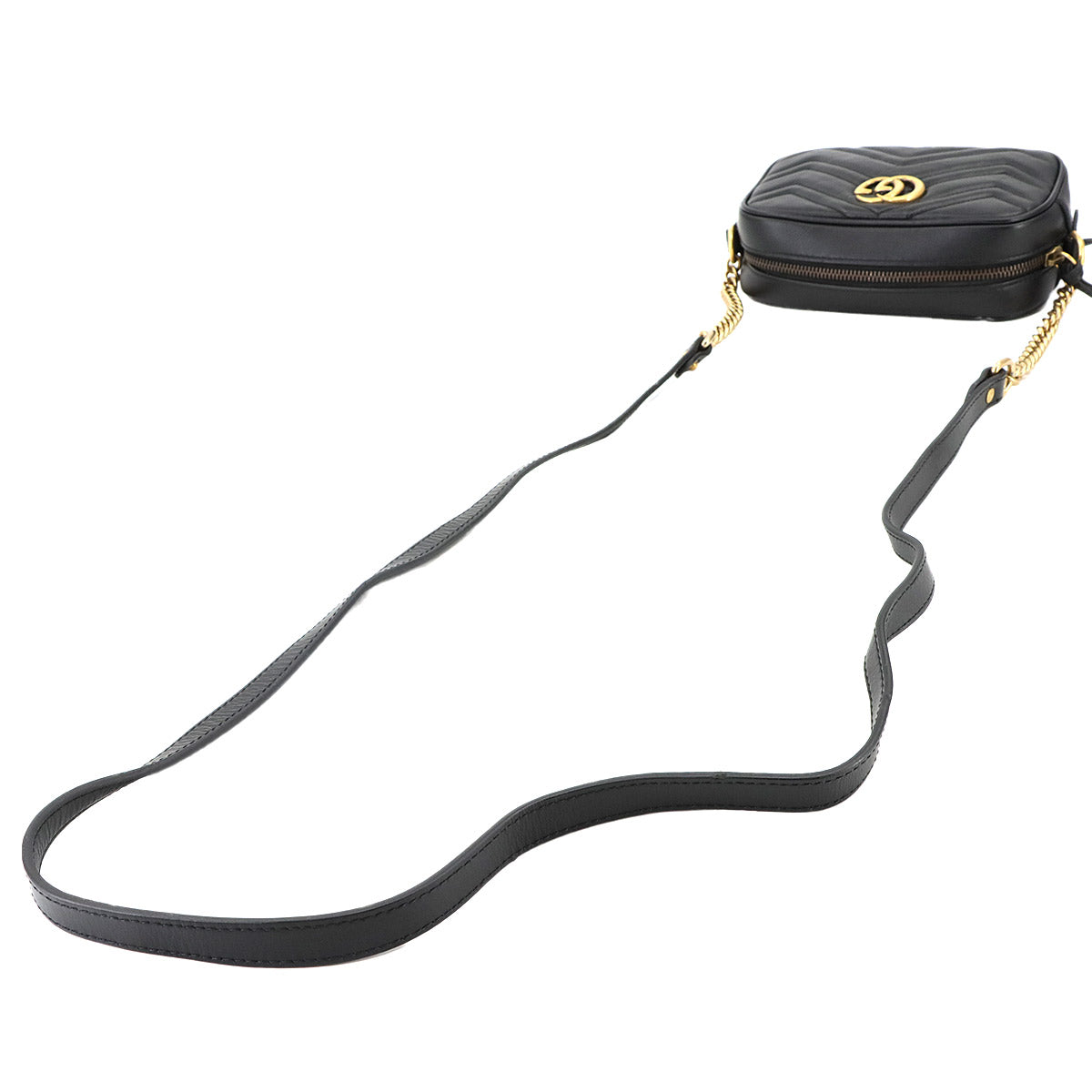 GG Marmont Quilting Mini Chain Shoulder Bag Leather Black 448065