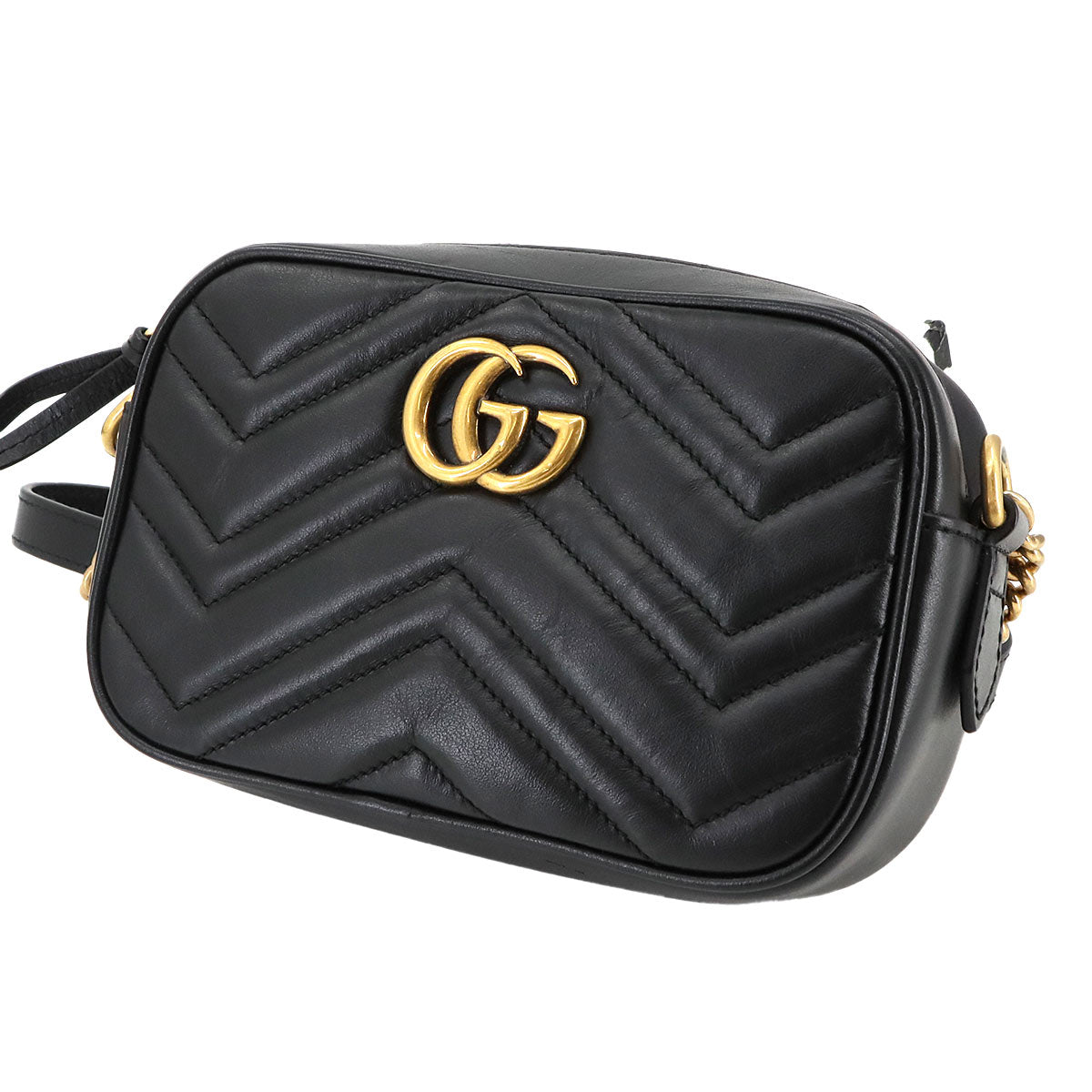 GG Marmont Quilting Mini Chain Shoulder Bag Leather Black 448065