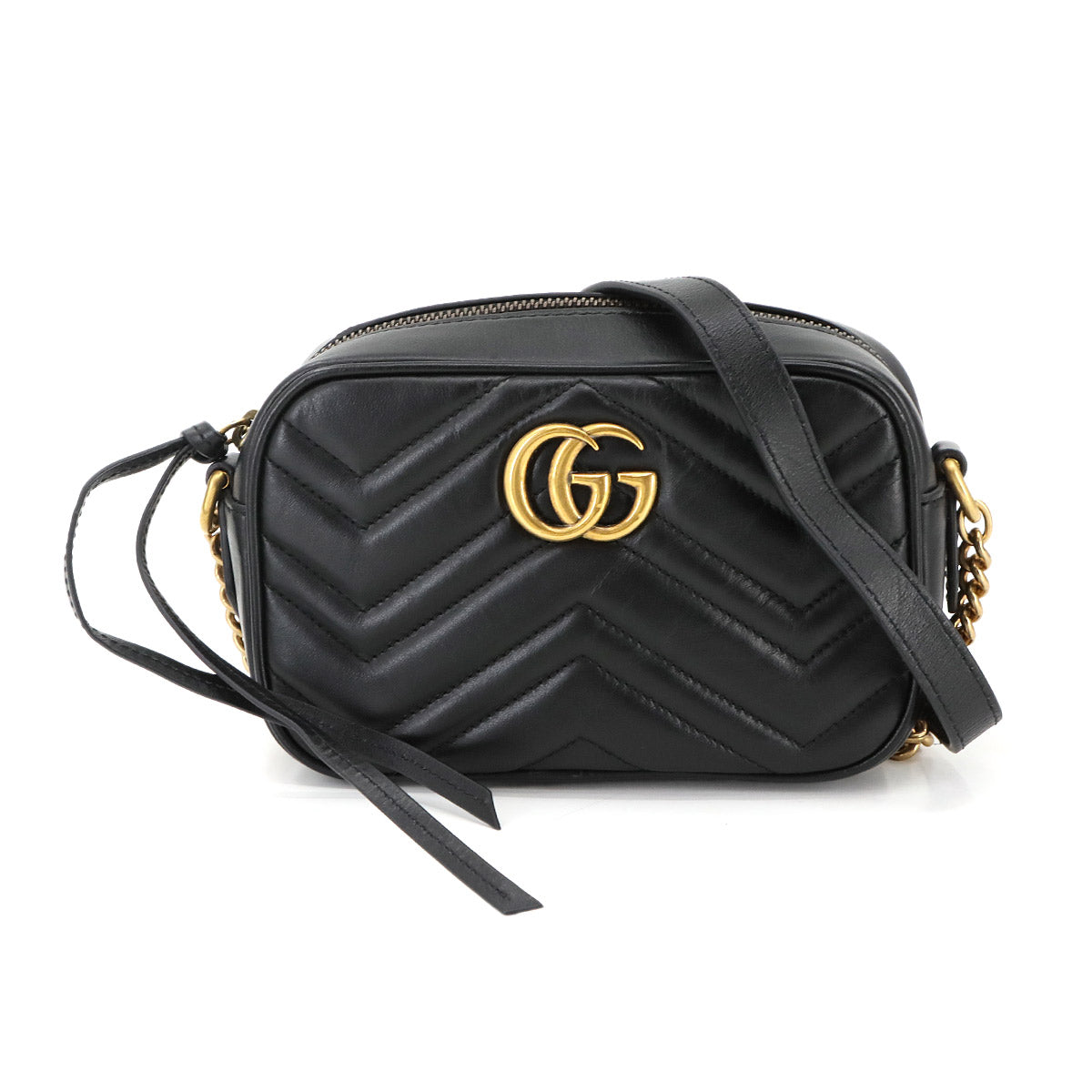 GG Marmont Quilting Mini Chain Shoulder Bag Leather Black 448065