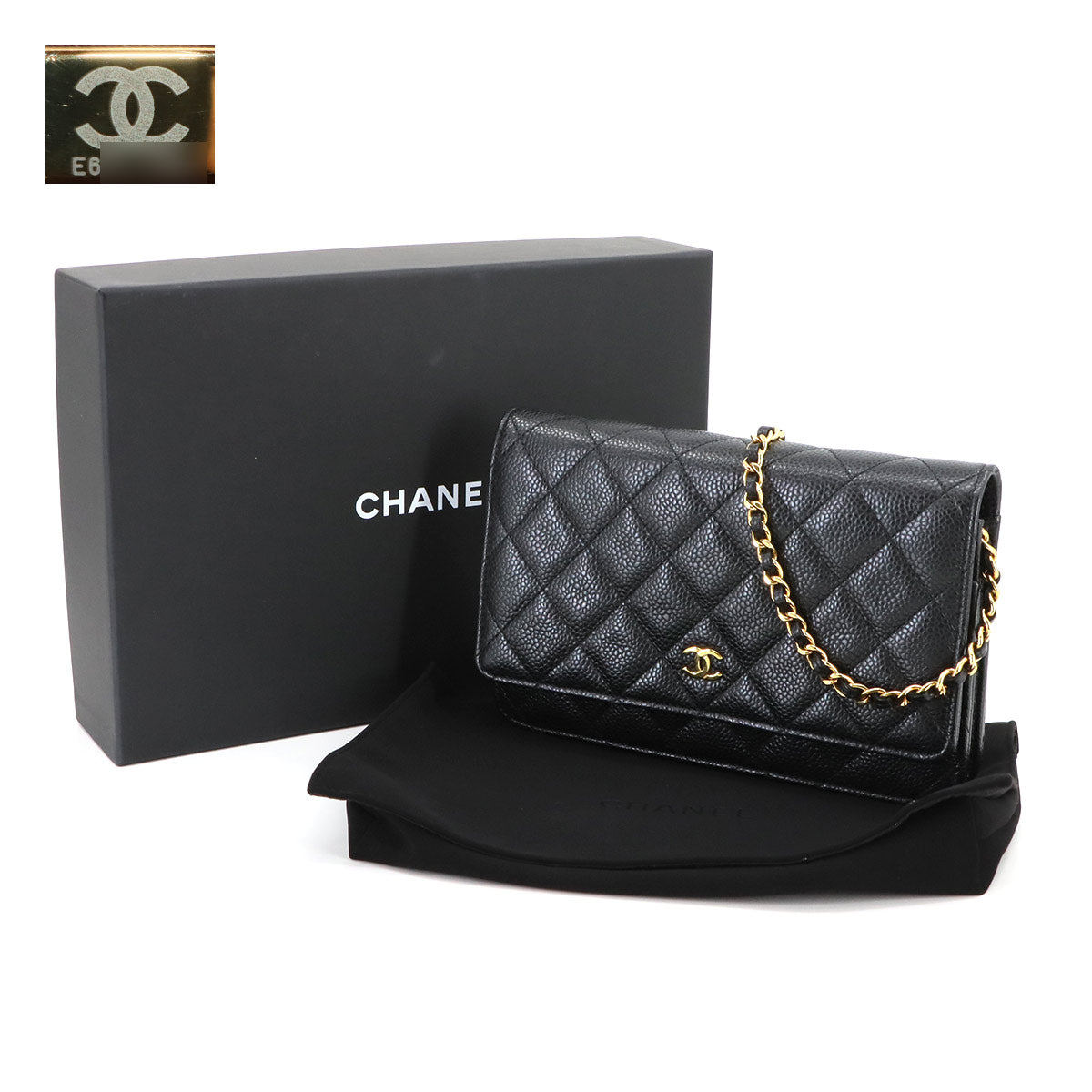 Wallet on Chain WOC Quilted Leather Black AP3516